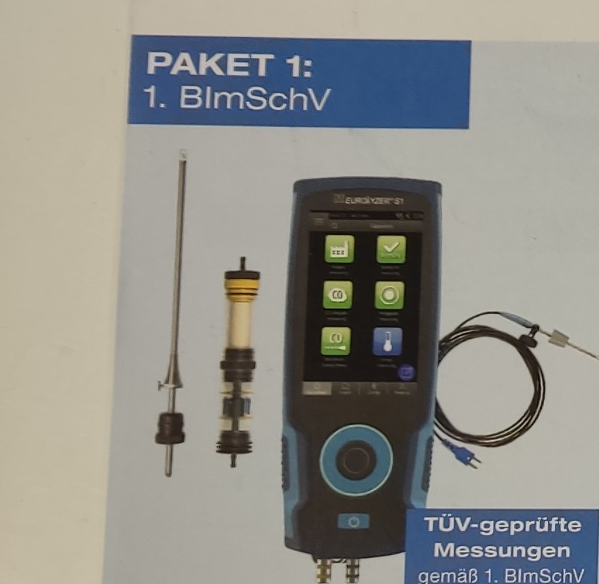 Eurolyzer S1, 1.BImSchV, PAKET 1 O2,CO/H2+Feinzug, Druck
