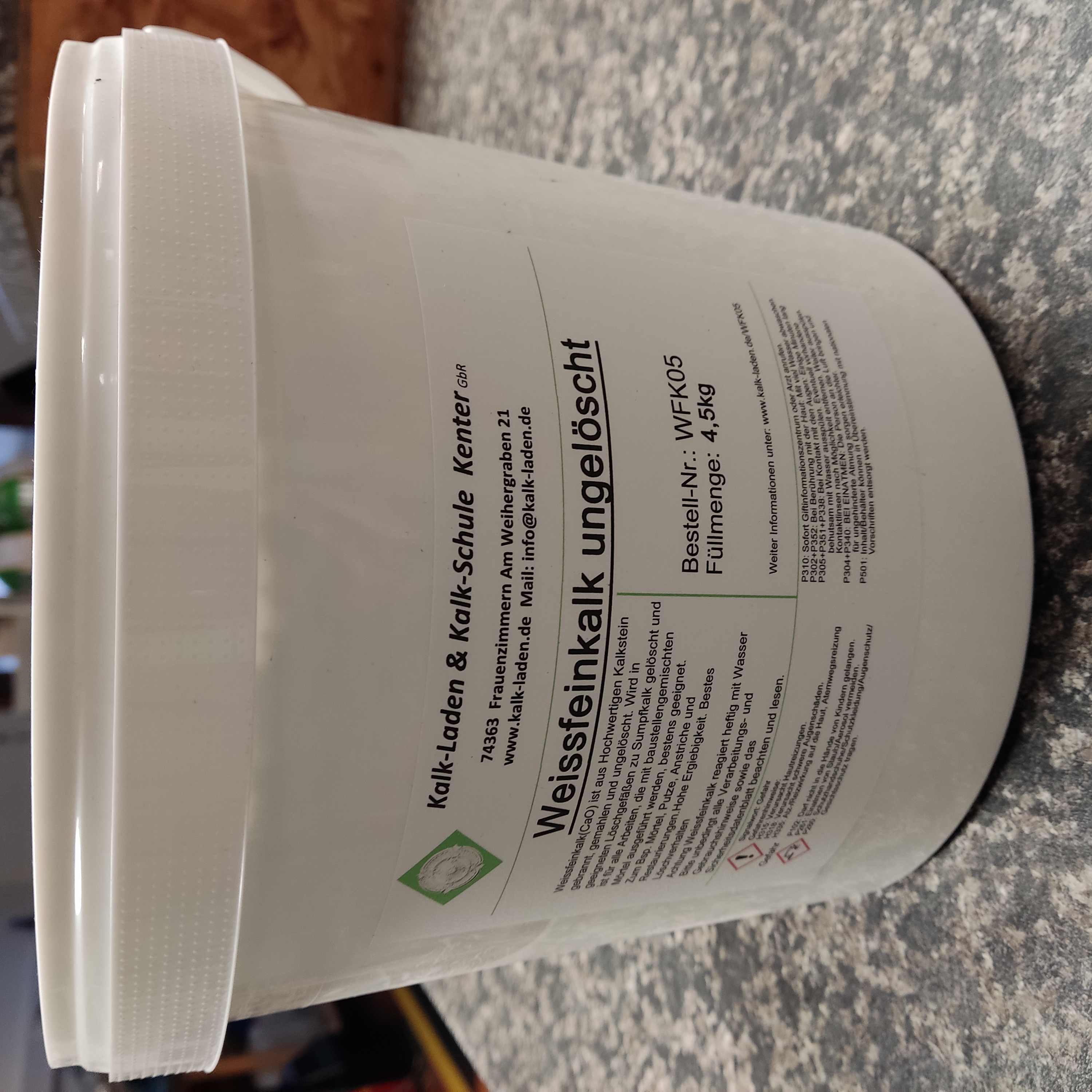 Gebrannter Kalk 4,5 Kg geschrotet