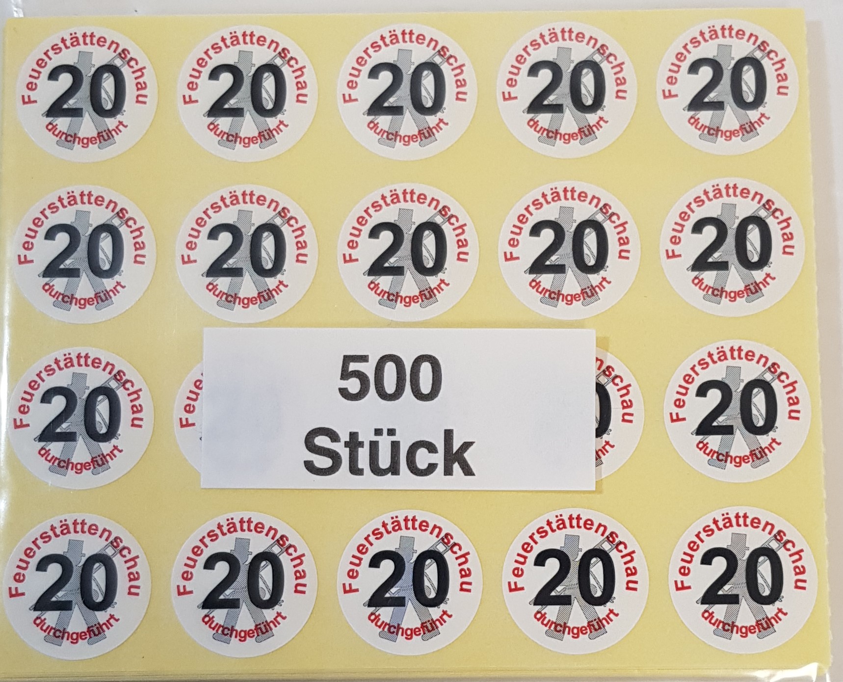 Feuerstättenschau durchgeführt, 500 Stück auf Bogen