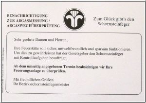 Benachrichtigungs-Postkarte Abgaswegebenachrichtigung 1000 St.